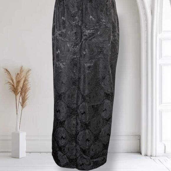 Vintage 60s Jacquard Cocktail Formal Maxi Dress Size 6 Black Fitted Bombshell - Picture 8 of 15